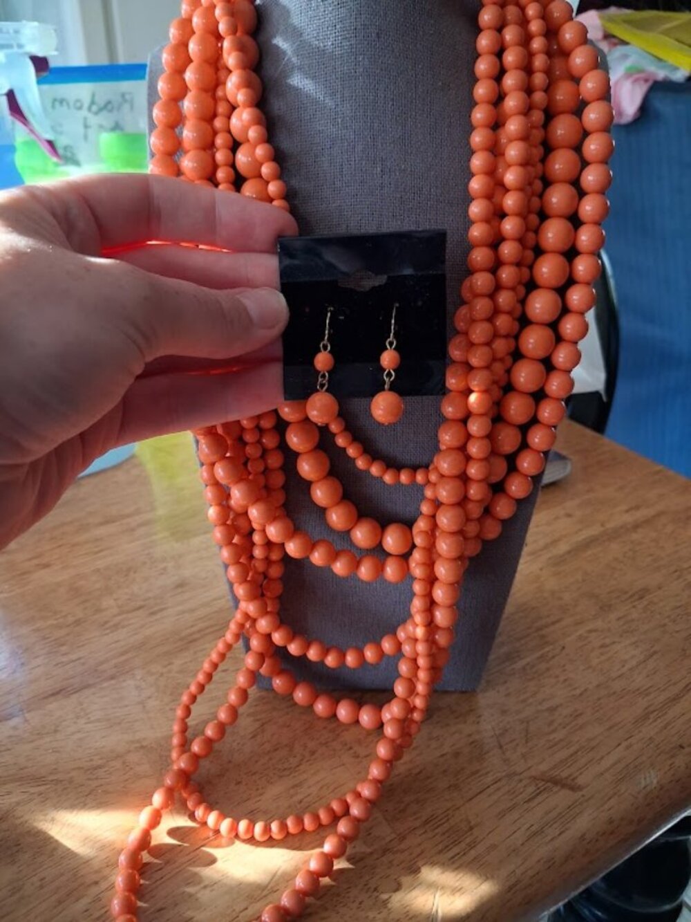 Orange beaded jewelry set